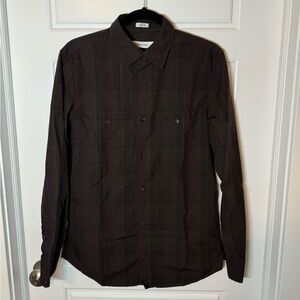 Calvin Klein Plaid Long-Sleeve Button-Up Shirt - Size Small